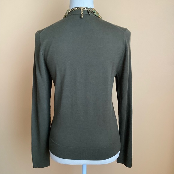J. CREW Olive Green Merino Wool Cardigan Sweater Size M - Picture 4 of 14